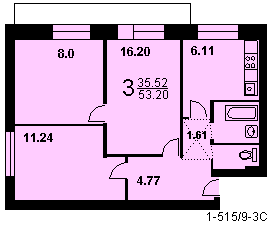 Планировка квартир 515. I-515/9 планировка. I-515/9м планировка метраж. 1-515/9м/9ма. Планировка квартир i-515/9юл.