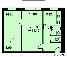 II-29 планировка. II-29 планировка 2-комнатной квартиры с размерами. П-29 планировка двухкомнатной квартиры. П-29 планировка.