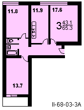 Ii 68 03. II-68-03 планировка 3 комнатная. II 68 03 планировка трехкомнатной квартиры. II-68 планировка трехкомнатной.