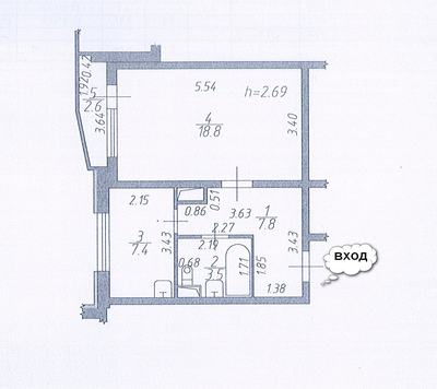 1-к кв, 38.0 м²